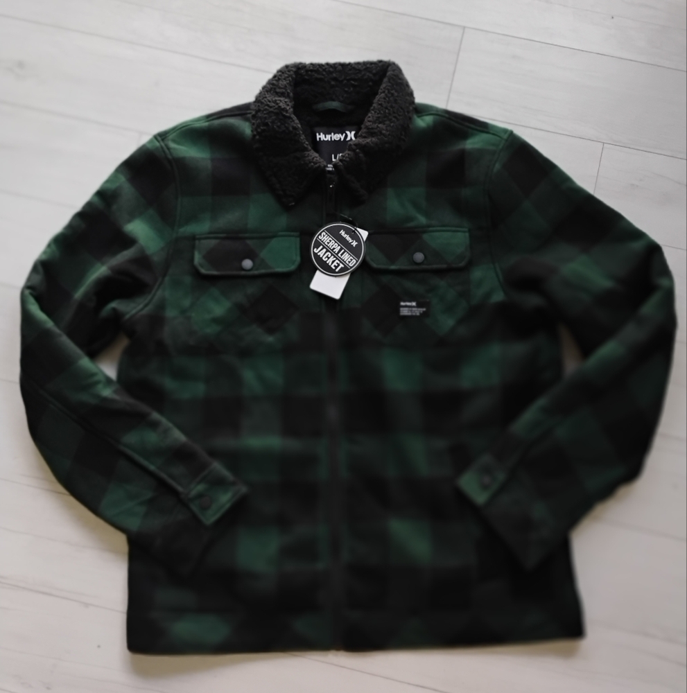 HURLEY NEW Colton Sherpa Lined Flannel Jacket